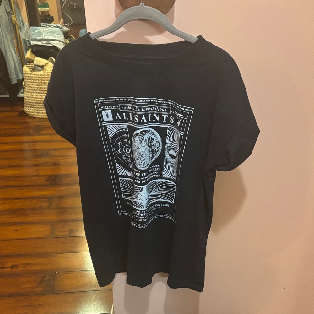 All Saints Black Graphic Tee size xs/s